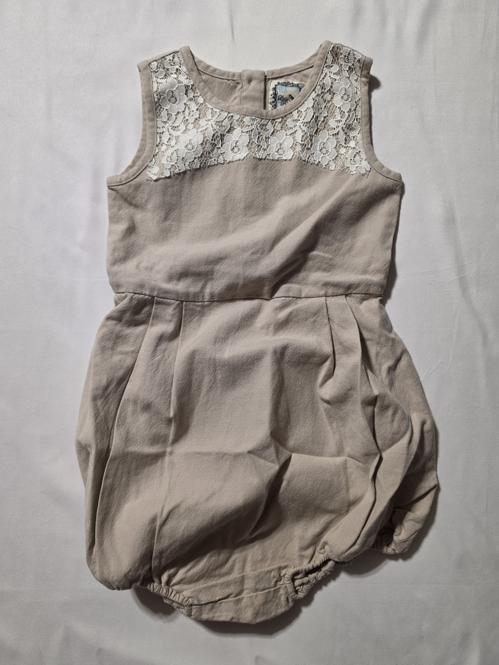 Little Prim Lace Yoke Sleeveless Bubble Romper - 4T